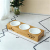 Cat And Dog Double Bowl With Bamboo Frame