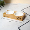 Cat And Dog Double Bowl With Bamboo Frame