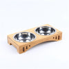 Cat And Dog Double Bowl With Bamboo Frame